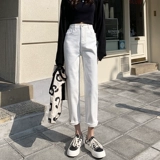 Белые цветные штаны, осенние джинсы, высокая талия, свободный прямой крой, коллекция 2023, по фигуре