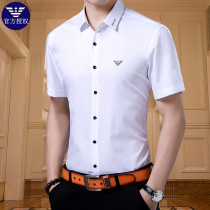Chiamania white shirt mens short sleeve mercerized cotton fashion high-end slim non-iron shirt cotton mens tide