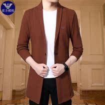 Chiamania knitted cardigan mens long casual Korean fashion autumn and winter wool coat tide