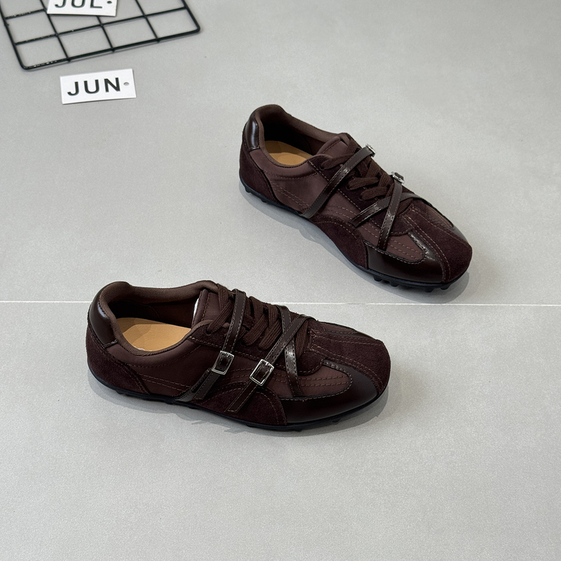 Genuine Leather Retro German Training Shoes for Women, 2026 Autumn New Style, Soft Sole, Comfortable, Round Toe, Lace-Up, Fashionable, Versatile Casual Sneakers Genuine Leather Retro German Training Shoes for Women, 2026 Autumn New Style, Soft Sole, Comfortable, Round Toe, Lace-Up, Fashionable, Versatile Casual Sneakers