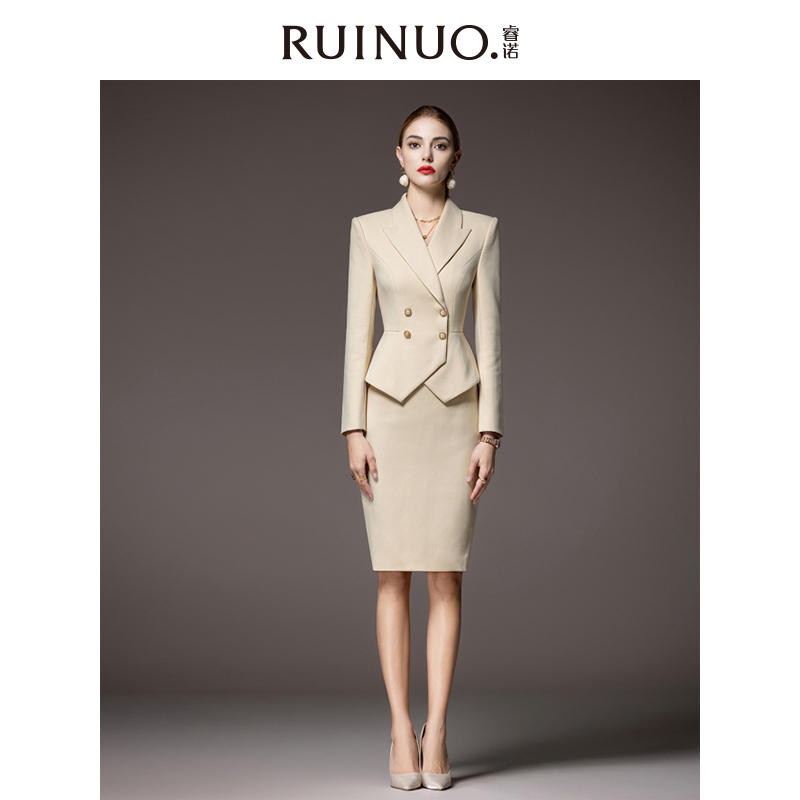 Ruineau Advanced Senses Formal Occasion Career Suit Temperament Goddess Van Fall Positive Dress Suit Dress Working Suit-Taobao