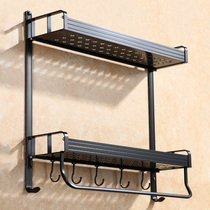 Kitchen supplies multifunctional storage rack Wall hanger double oil salt sauce vinegar storage rack black seasoning storage rack