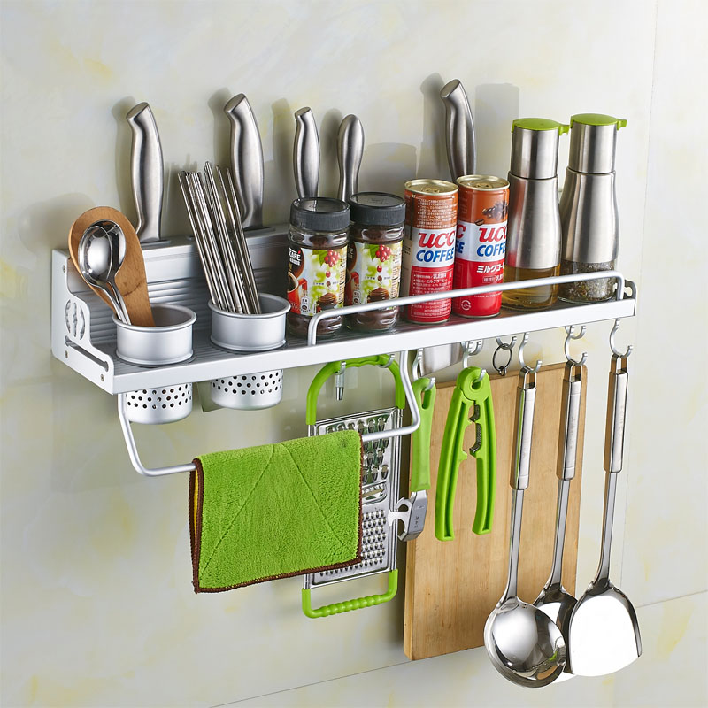 Hollow kitchen shelf hanging wall-free nail-free nail-free nail-free multi-functional condenser wall hanging wall