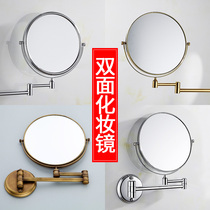 Toilet bathroom mirror retractable magnifying makeup mirror wall hanging free punching bathroom mirror folding hotel dressing mirror