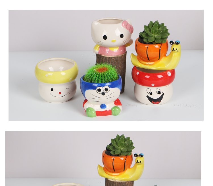 Fleshy flowerpot creative cartoon small size ceramic flower pot office desktop Fleshy celestial being with lovely and fun