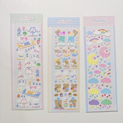 Korean Guka stickers Moon cloud Sequin laser creative stickers Waterproof DIY star-chasing small card decoration planner