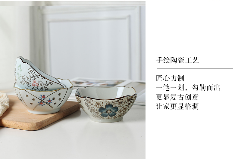 Jingdezhen Japanese and wind under the glaze made pottery bowls tableware suit millet rice bowl bowl household porringer much money