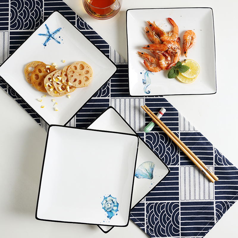 Ins European tableware western - style food dish steak dishes of household ceramic square plate of small cake plate flat plate