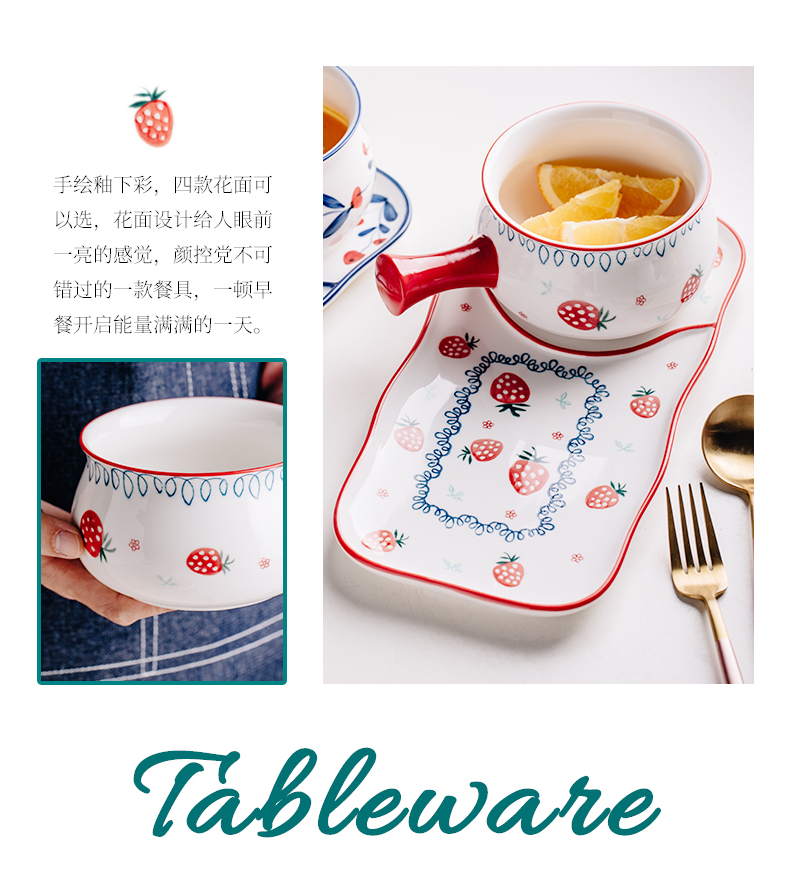 A person eat Japanese dishes suit bowl of instant noodles oat creative lovely dishes ceramic tableware children breakfast tray