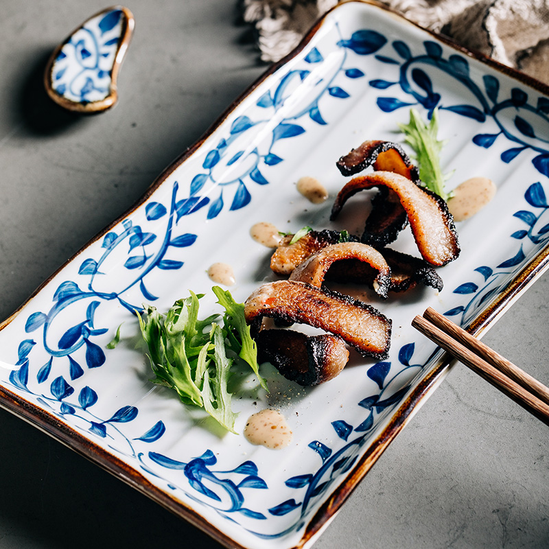 Creative hand - made a rectangle household ceramics steak dinner plate plate plate plate sushi plate Japanese fish dish plate