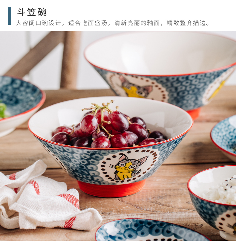 Creative dishes suit household web celebrity ins use tableware jingdezhen ceramic bowl dish playful cat express it in the cartoon