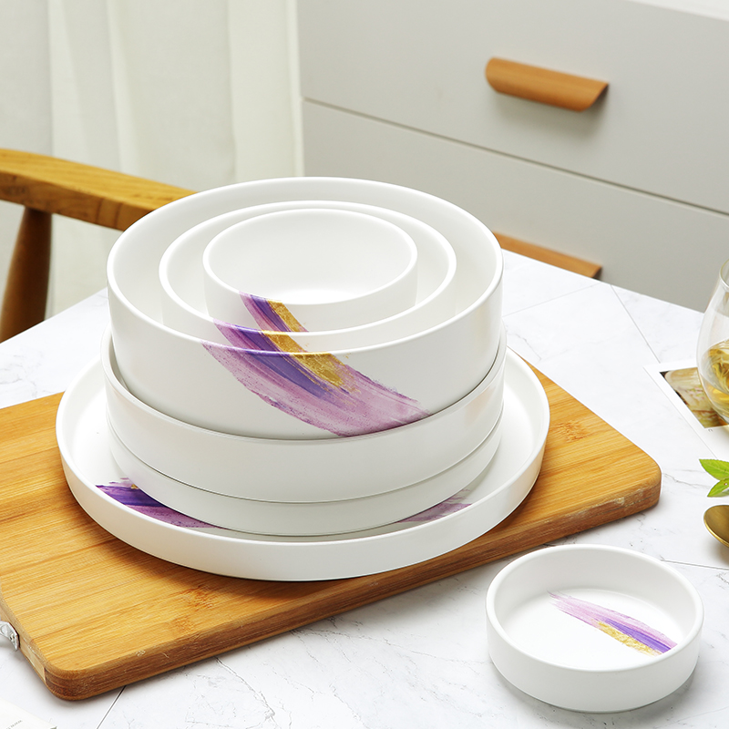 Ins wind for household jobs the cutlery set dishes Korean simple dishes dish soup bowl ceramic bowl