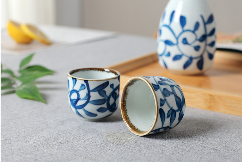 Móc hoa sáng tạo hộ gia đình rượu vang Nhật Bản đặt rượu vang trắng thủy tinh rượu vang ly rượu vang hầm rượu vang gốm - Rượu vang ly uống rượu nhỏ