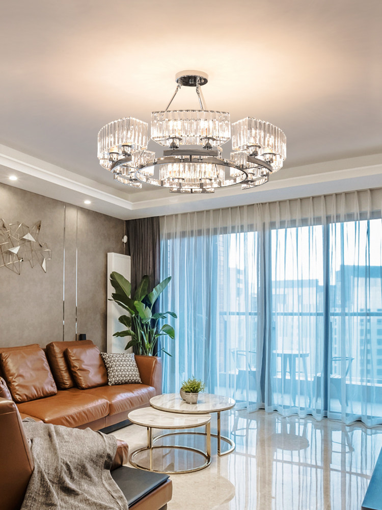 Living room lamp 2021 new modern simple round crystal chandelier light luxury crystal lamp living room chandelier lamps