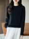 100% pure cotton thread contrast color miu sweater women's round neck sweater 2026 new thickened warm base top