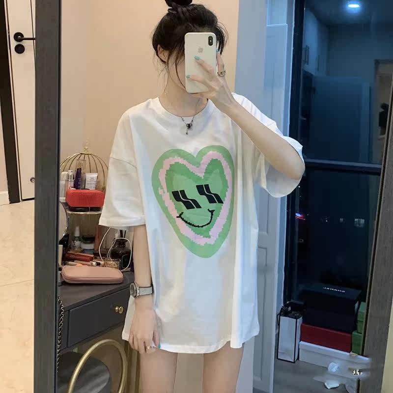 White short sleeve T-shirt female summer Korean version of ins tide Harajuku style design sense American Street oversize half sleeve shirt