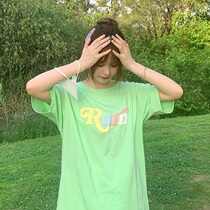 In the summer of 2021 the new Korean version of Joker design ins small crowd shows white salt medium and long cotton T-shirt women