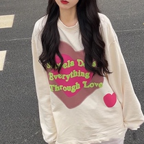 2021 Love Letter Printed Crewneck Jacket Women's Autumn New ins Tide Brand Port Wind chic Loose Korean Jacket