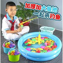 Fishing toys children pool set magnetic fishing rod family Square play water boys and girls parent-child interactive game FF