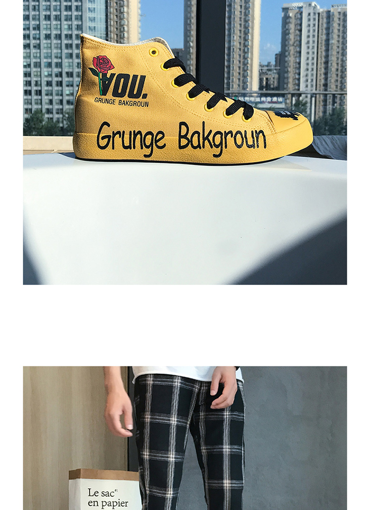 Giày Graffiti Gaobang phiên bản nam Hàn Quốc của xu hướng giày hip hop Giày thủy triều nam sinh viên giản dị giúp sinh viên in giày nam cao - Giay cao giày bóng rổ nam