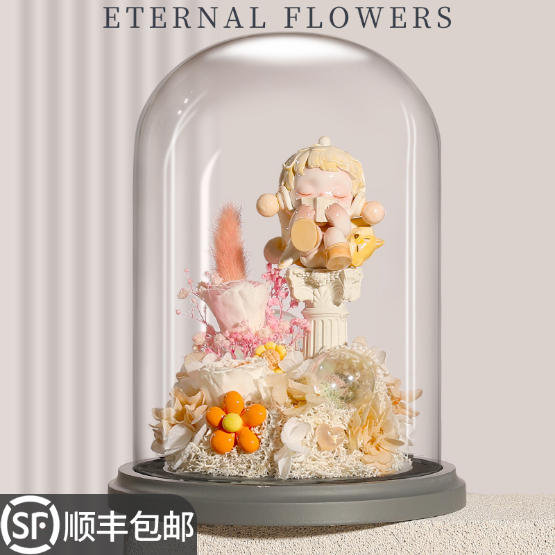 Bubble Mart Temperature-Preserving Eternal Flower Birthday Gift for Girlfriend or Best Friend, Creative Zodiac Ornament, Wedding Gift for Bride