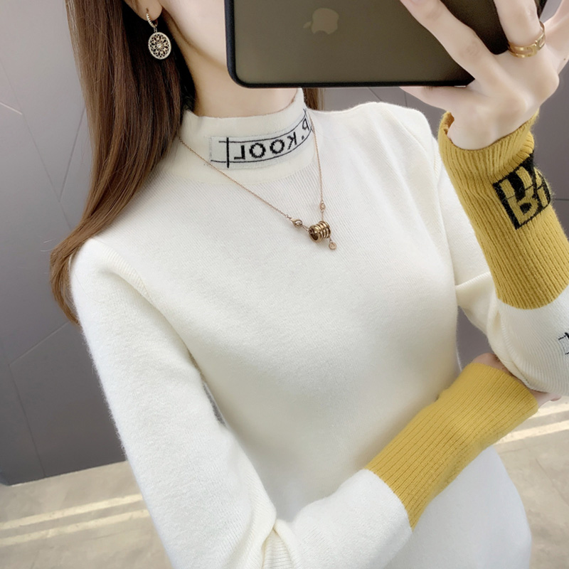 Autumn 2021 new women's short half-high collar embroidery mink fluff coat autumn and winter with knitted base shirt Western style