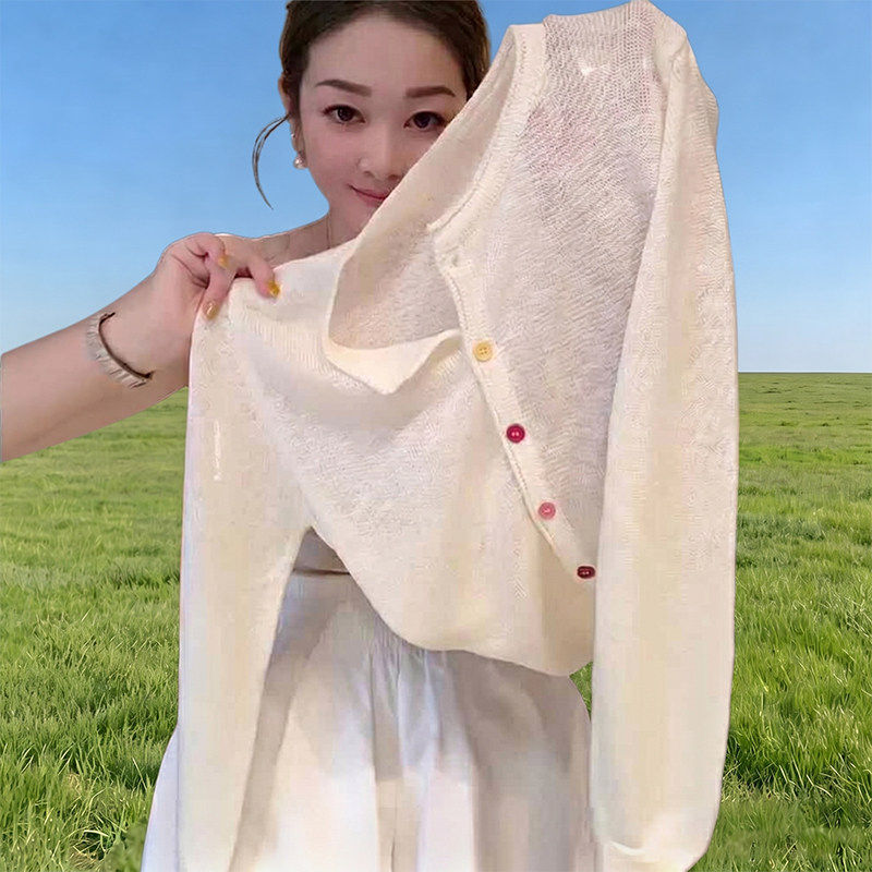 独特漂亮薄款针织衫夏季新款女装时尚百搭休闲轻薄透气防晒上衣