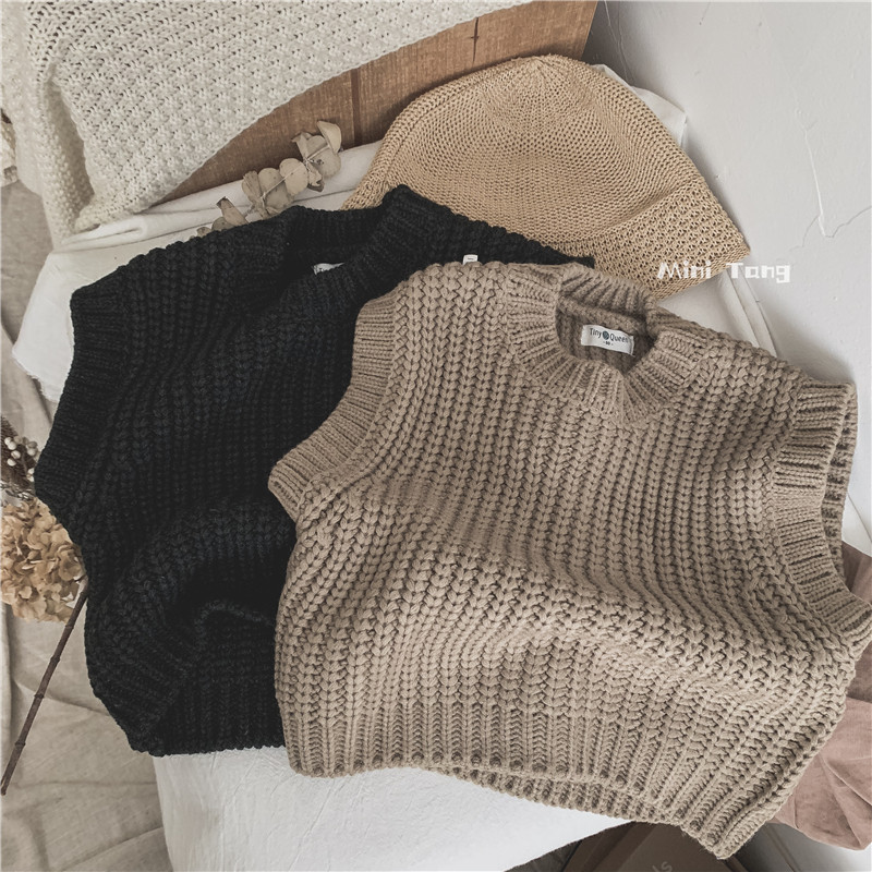 Rough Stick Hand Feel Hymn Korea Round Collar 100 lap knit Machia male and female baby Art Wind Net Edition Kamshoulder autumn winter clothing