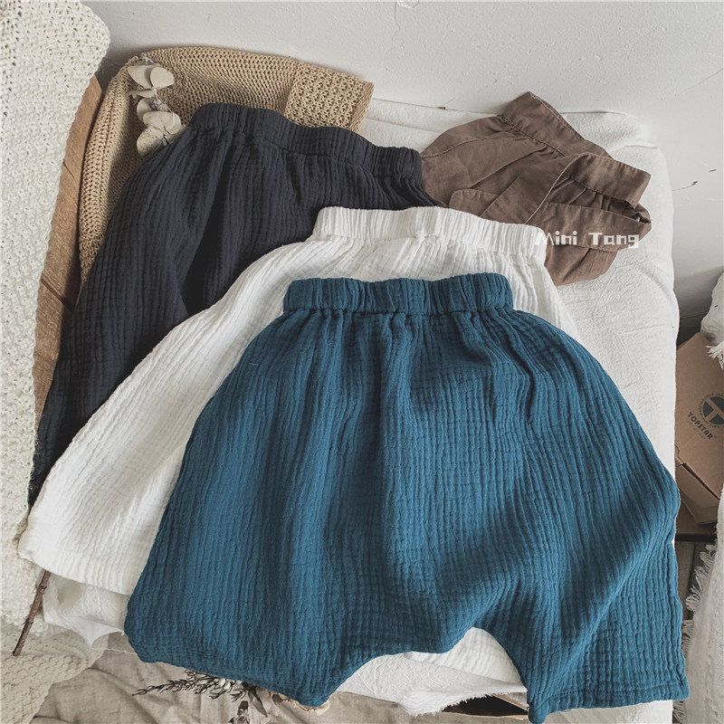 Soft cotton self-leaving ~ children Korean custom cavity tone full cotton Harun pants neutral male and female child clothing thin 6 sub pants summer tide