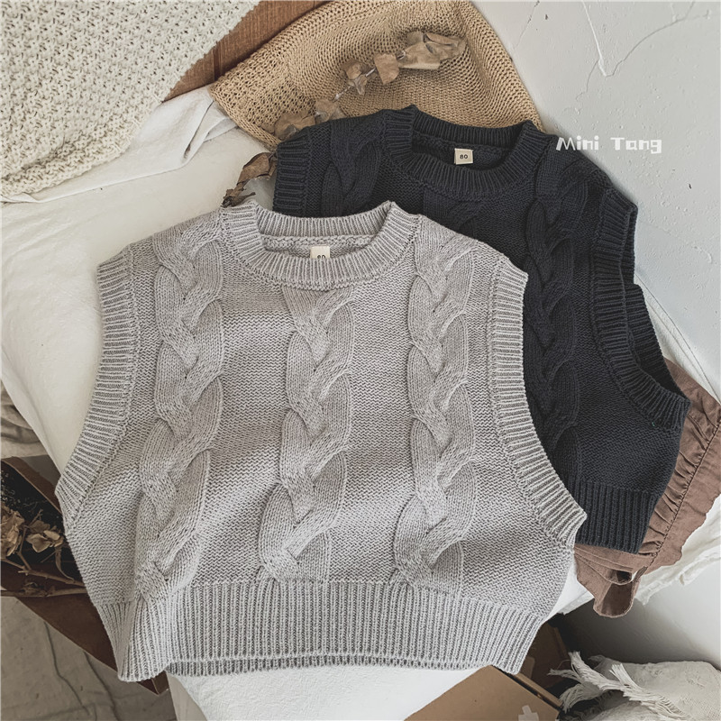 Retro fashion~ch type children with needle knitted knitted men and women baby sweater cann shoulder and fall scrap