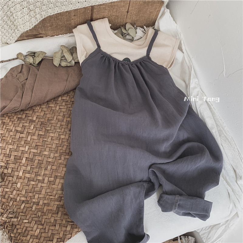 Hand feel exploits South Korean children loose with pants neutral male and female baby slim fit pure color sweaters long pants summer tide