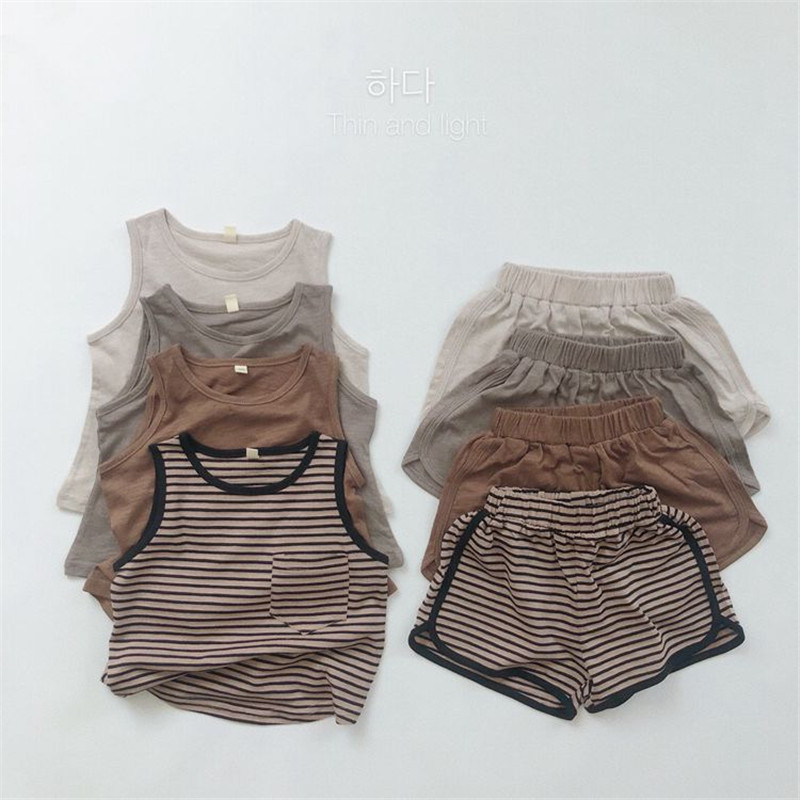 Another classic shirt ~ children full cotton small pocket minimalist vest male and female baby pure color cool blouse summer dress