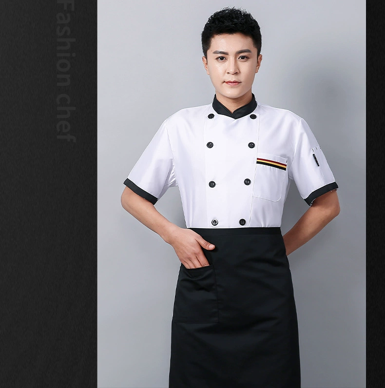 Bộ quần áo làm việc đầu bếp nam ngắn tay mùa hè phần mỏng ăn sáng nhà hàng căng tin sushi nhà bếp khách sạn quần áo dài tay áo bếp trắng