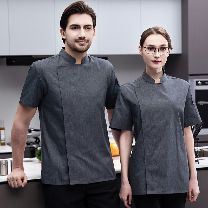 高端刺绣厨师工作服夏季短袖餐饮酒店西餐厅面点烘培师专用定制男