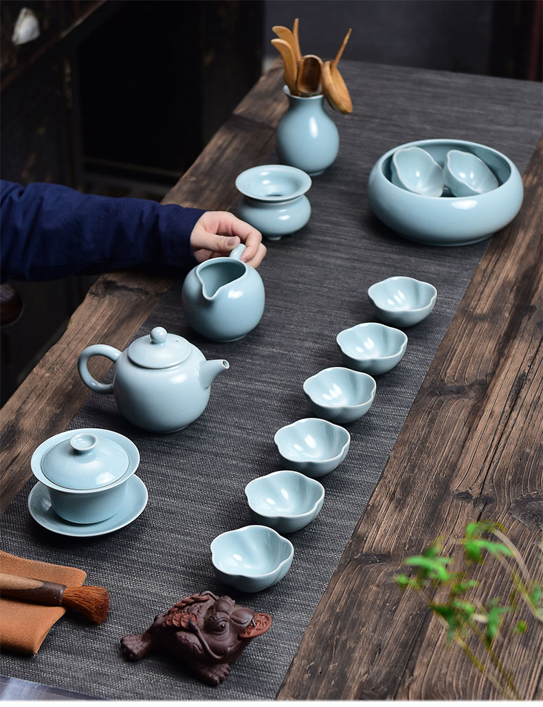 Tao blessing the azure suits for your up tea sets of household of a complete set of your porcelain piece of kung fu tea teapot teacup combination