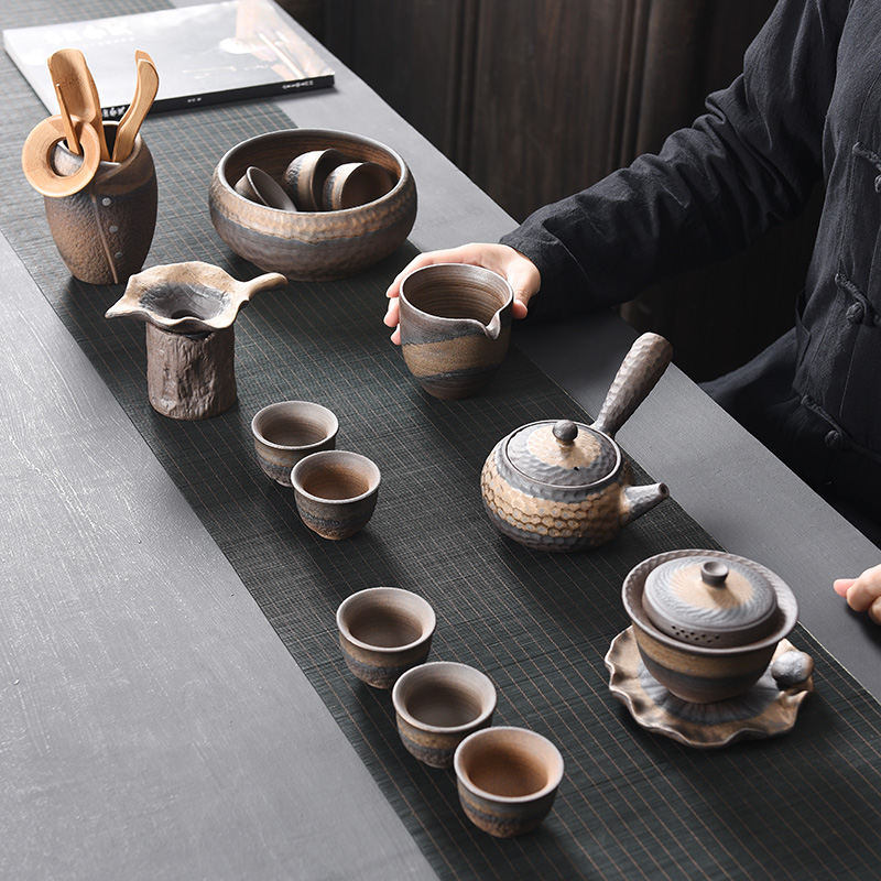 Tao blessing firewood retro coarse ceramic tea set suit household Japanese coarse pottery teapot teacup tea tea set