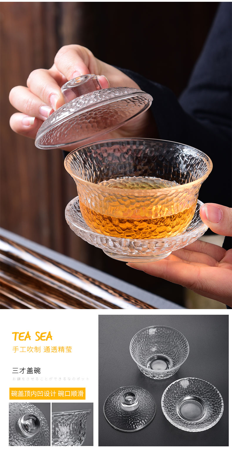 Tao blessing glass kung fu tea set home a whole set of heat - resistant glass teapot teacup tea tea set