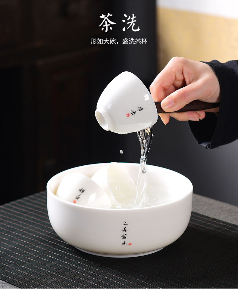 Tao blessing zen dehua white porcelain tea set suits for tie - in white porcelain tea pot set household creative literature