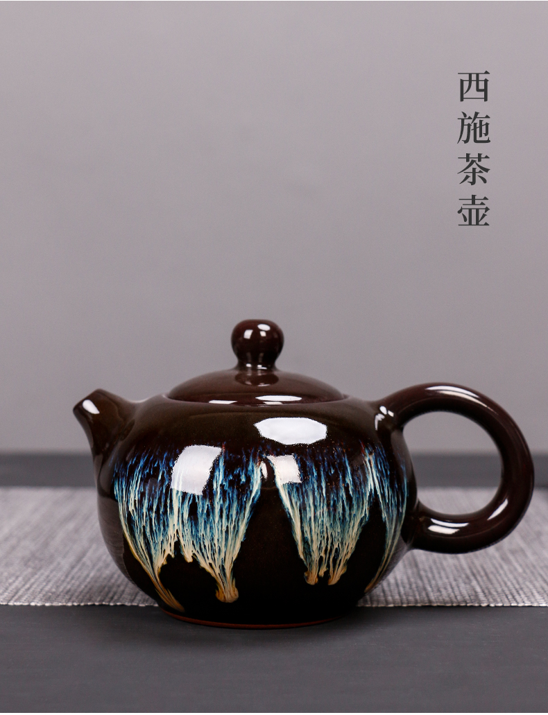 Tao blessing up built red glaze, the tea set the home of a complete set of tea sets the teapot teacup masterpieces group