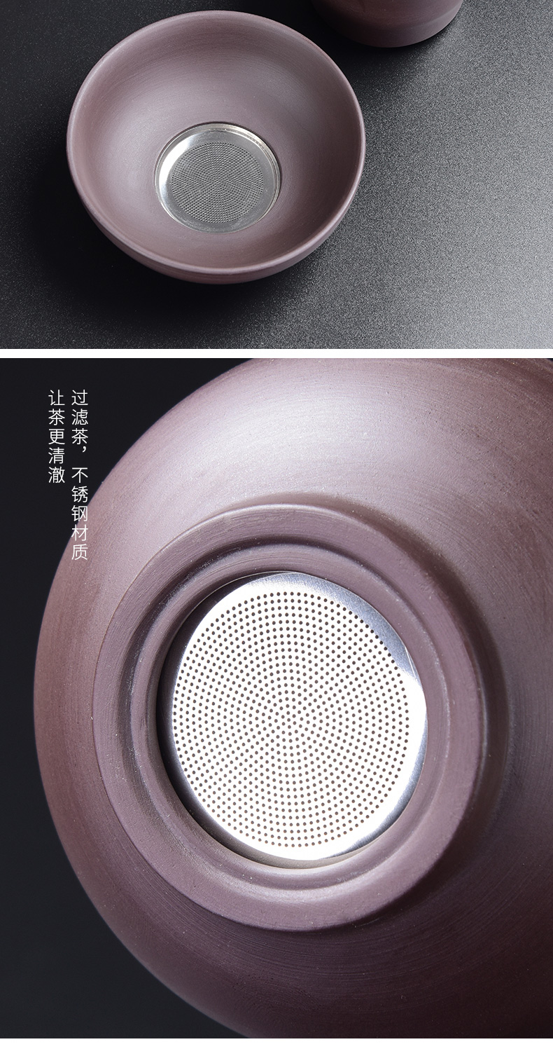 Tao blessing ancient violet arenaceous stone mill automatic tea set suit creative household violet arenaceous lazy tea kettle