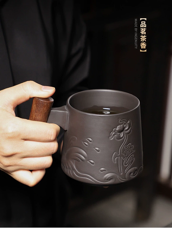 chén khải tử sa Tao Fuqi cao cấp tách trà văn phòng cá nhân nam trà bìa cốc cát tím bộ ấm trà có bộ lọc trà tách nước cốc chén tống pha trà chén tống pha trà