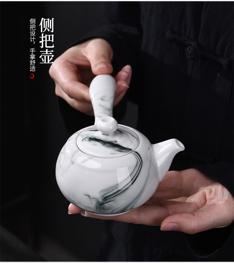 Tao blessing ink zen ceramic tea set household ink kung fu tea teapot teacup tea bag in the mail