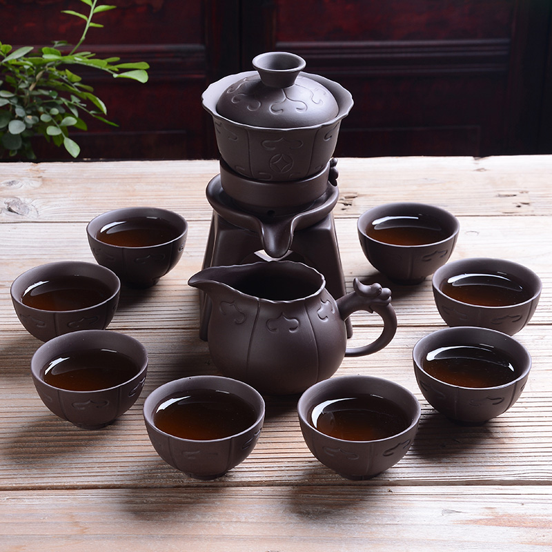 Tao blessing half automatic kung fu tea set ceramic home, lazy people make tea millstones creative gift set tea service