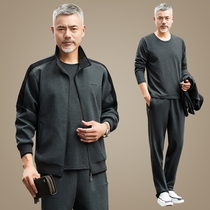 Dad autumn suit 2020 new three-piece Large size elderly long sleeve coat mens casual sports set