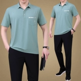 Мужская летняя одежда, шелковый модный летний быстросохнущий комплект, спортивный костюм для пожилых людей для отдыха, для мужчины среднего возраста