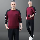 Мужская осенняя демисезонная весенняя толстовка для пожилых людей, флисовый спортивный костюм, для среднего возраста, увеличенная толщина, круглый воротник