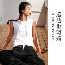 La Nikar summer Net red sleeveless hooded sports shirt female fitness T-shirt blouse loose vest yoga suit