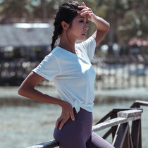 La Nikar training running quick-dry sports T-shirt womens short sleeve loose fitness top split yoga suit summer