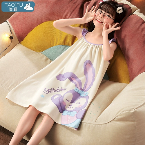 Летняя тонкая хлопковая пижама, платье-комбинация без рукавов, юбка на девочку для принцессы