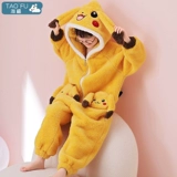 Демисезонная коралловая бархатная детская мультяшная фланелевая пижама, увеличенная толщина, подходит для подростков